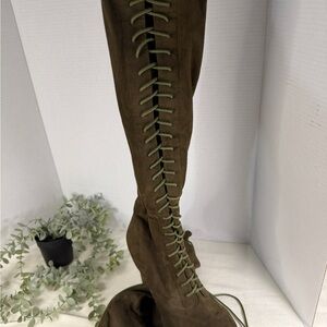 Shoedazzle Women’s Olive Over The Knee Lace Up high heel Boots Size US9,5